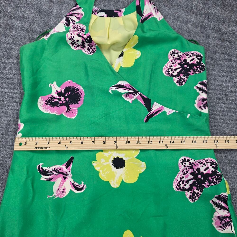 J Crew Dress Womens 2 Green Floral Silk Sleeveless Shift Tropical Coastal Chic - Picture 13 of 16